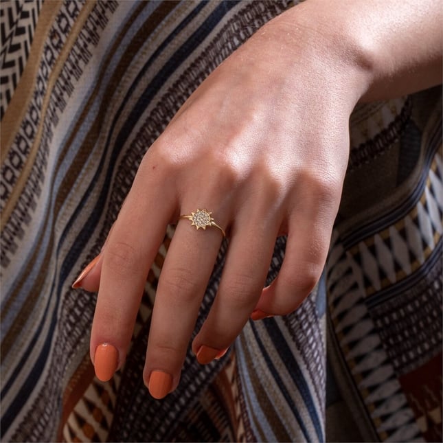 Sun Solid Gold Ring