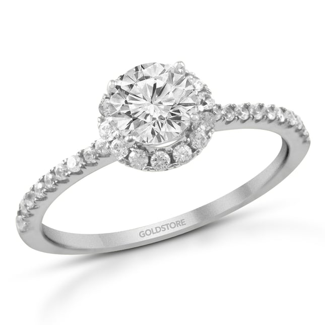 Solitaire Halo Solid Gold Ring