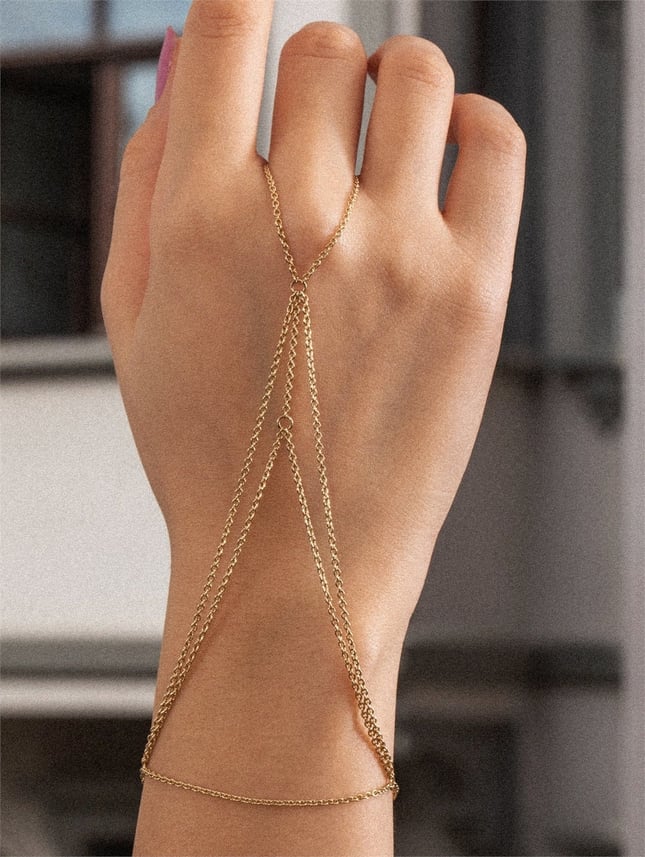Solid Gold Double Strand Chain Hand Chain