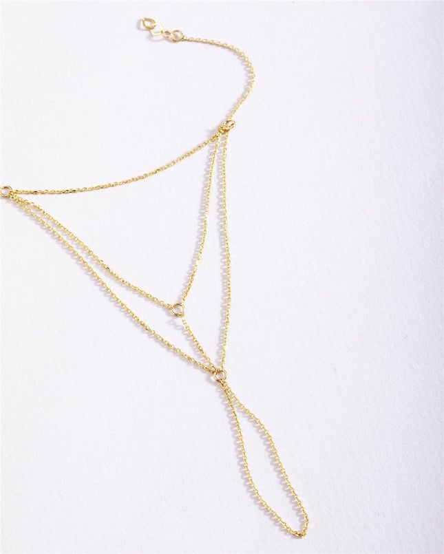 Solid Gold Double Strand Chain Hand Chain