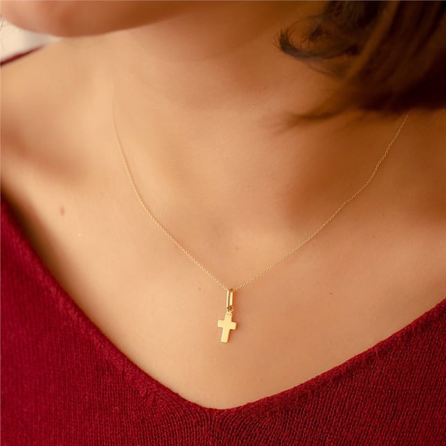 Cross Solid Gold Necklace