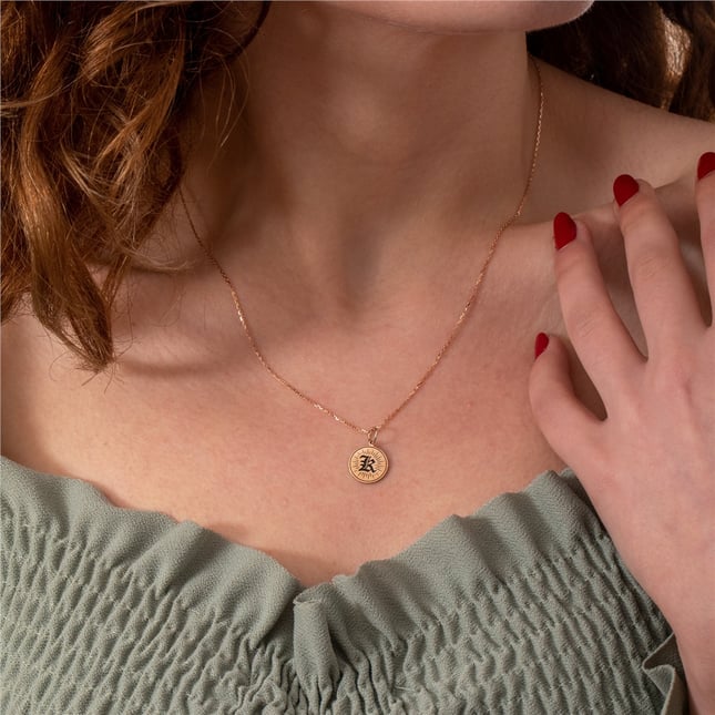 Initial Letter Solid Gold Necklace