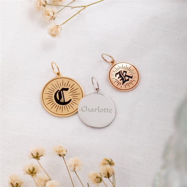 Initial Letter Solid Gold Necklace
