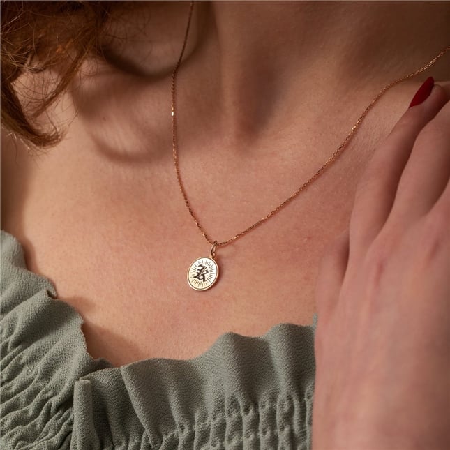 Initial Letter Solid Gold Necklace