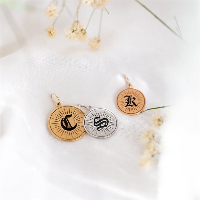 Initial Letter Solid Gold Necklace
