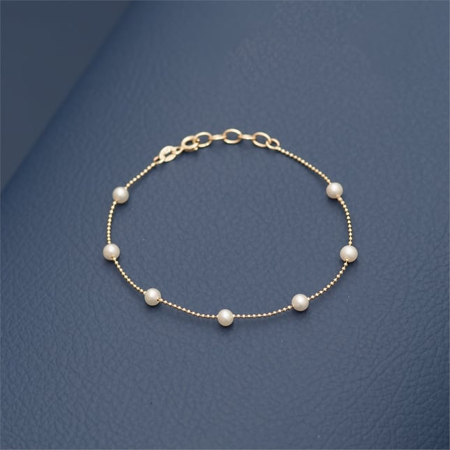Pearl Station Solid Gold Bracelet