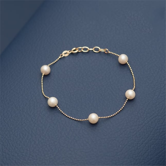 Pearl Station Solid Gold Bracelet