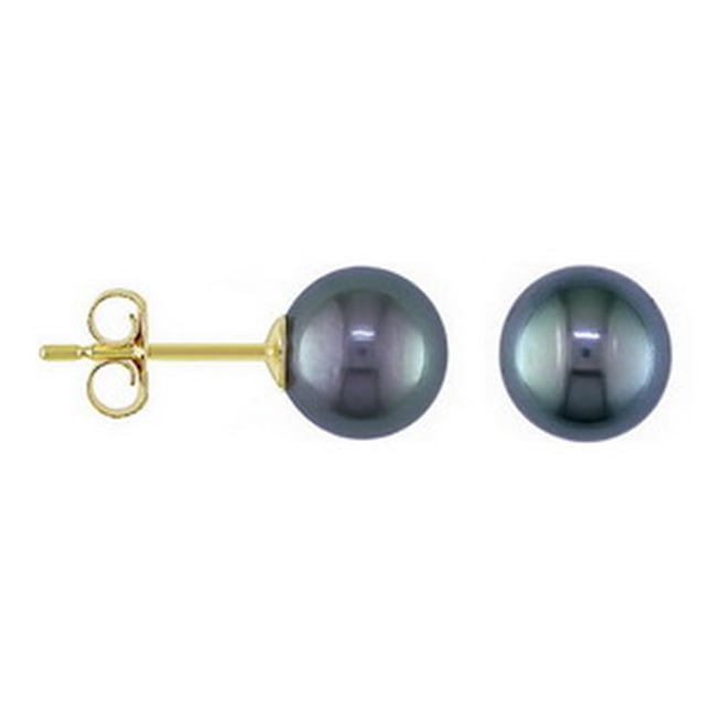 Round Pearl Stud Solid Gold Earring