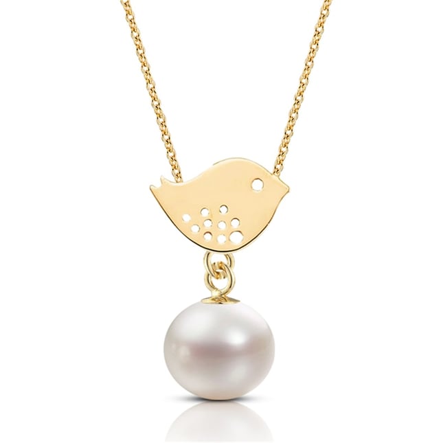 Pearl Pearl Charm Drop Solid Gold Necklace
