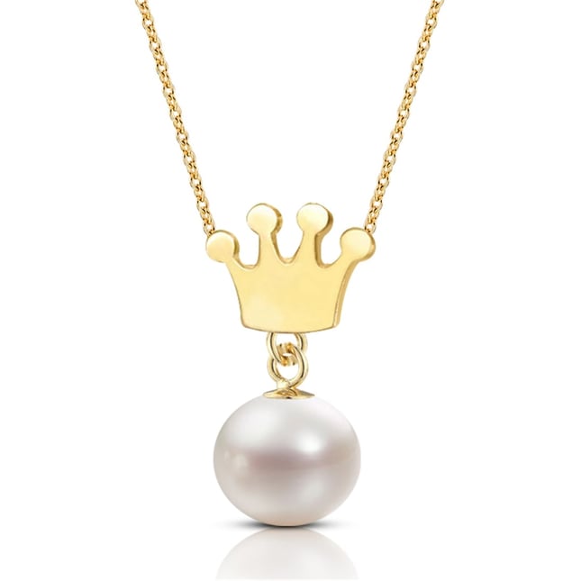 Pearl Pearl Charm Drop Solid Gold Necklace