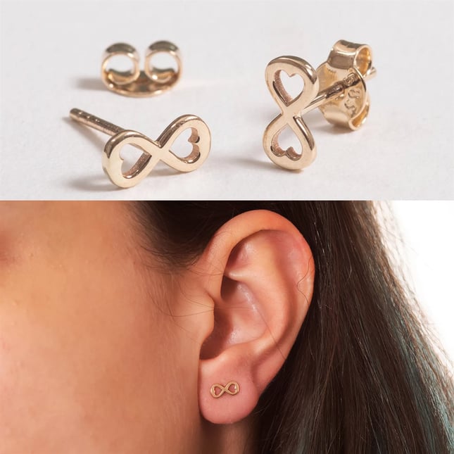 Heart Infinity Stud Solid Gold Earring