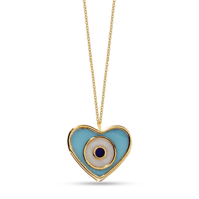 Evil Eye Heart Solid Gold Necklace