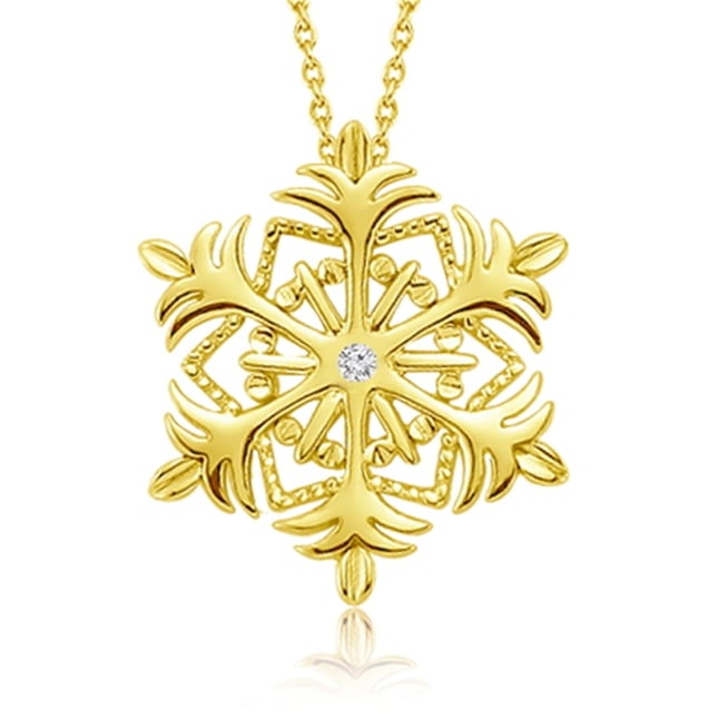 Snowflake Diamond Solid Gold Necklace