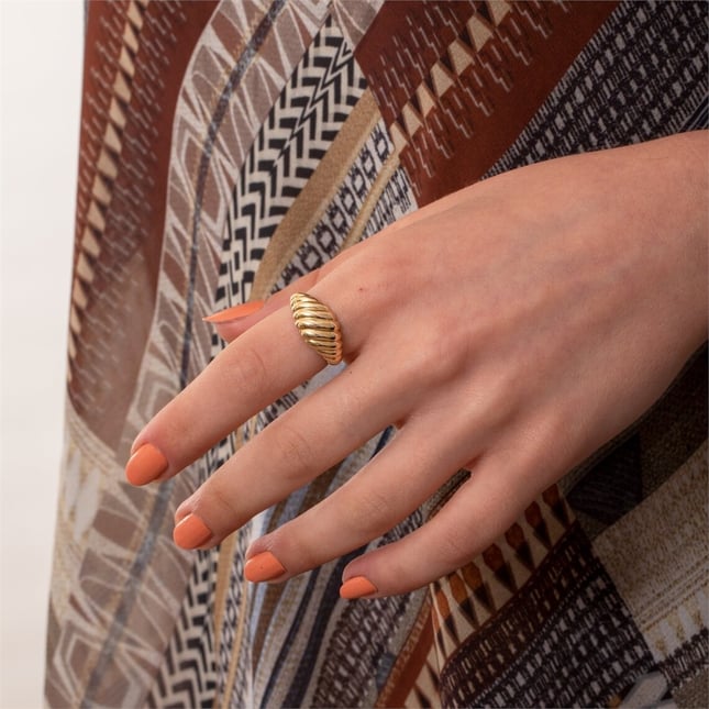 Dome Croissant Solid Gold Ring