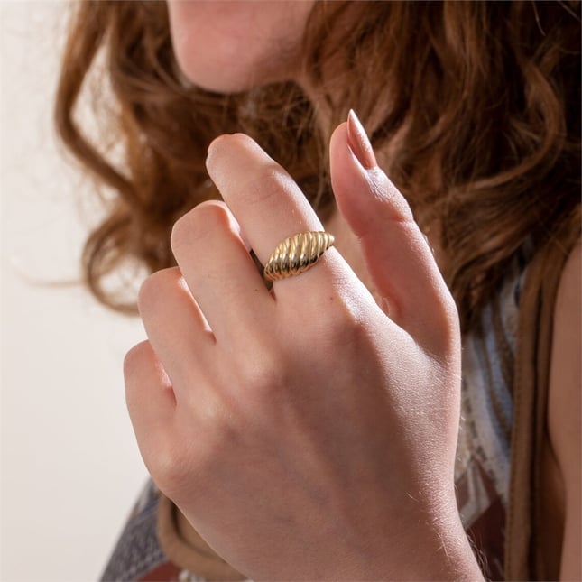 Dome Croissant Solid Gold Ring