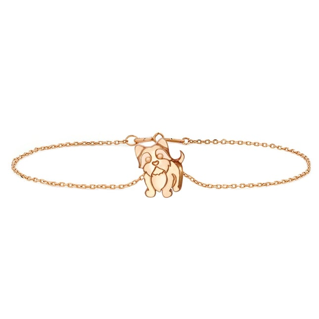 Heart Dog Solid Gold Bracelet