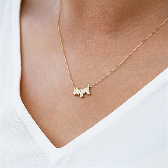 Heart Dog Solid Gold Necklace