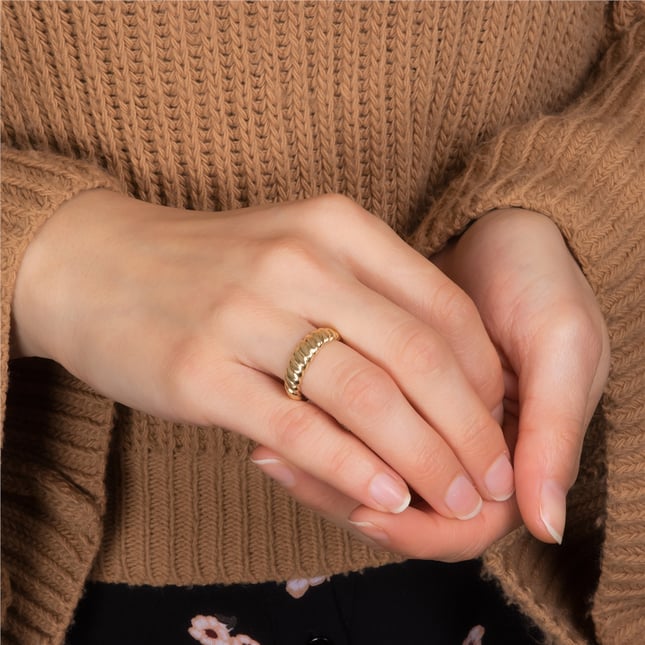 Dome Croissant Solid Gold Ring