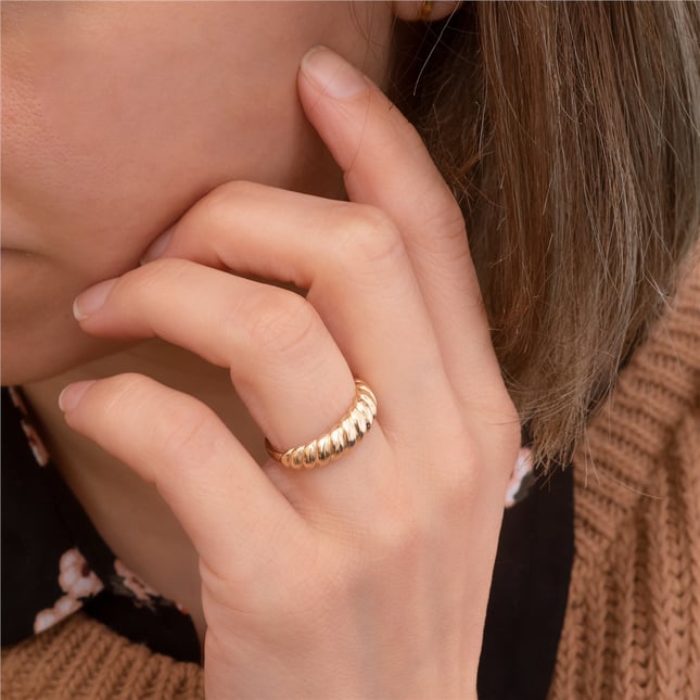 Dome Croissant Solid Gold Ring