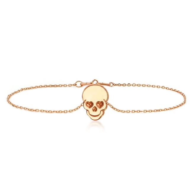 Heart Skull Solid Gold Bracelet