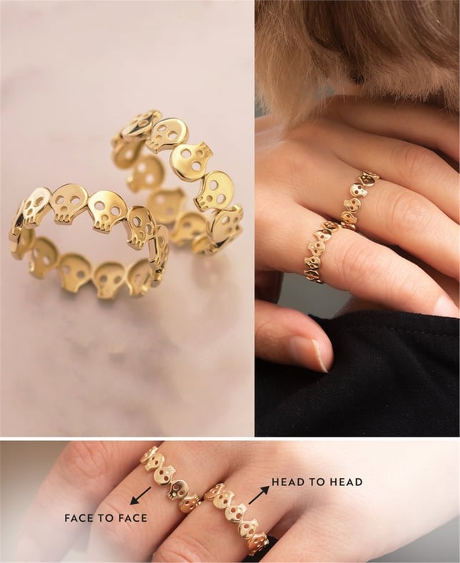 Skull Gothic Full Eternity Solid Gold Ring