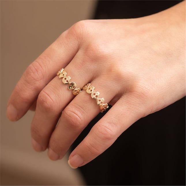 Skull Gothic Full Eternity Solid Gold Ring