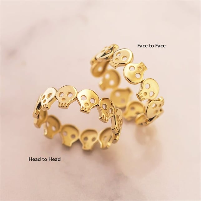 Skull Gothic Full Eternity Solid Gold Ring