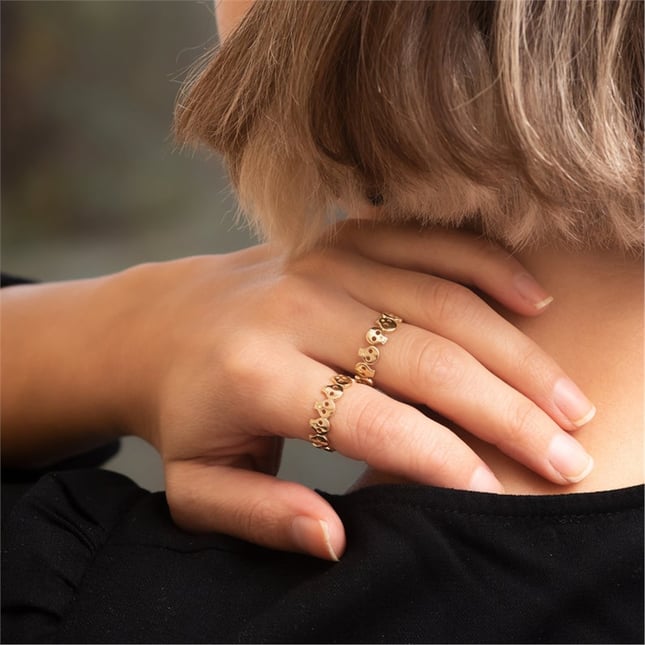 Skull Gothic Full Eternity Solid Gold Ring