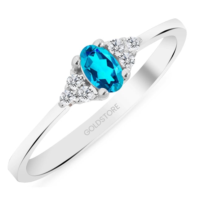 0.08 Ct Diamond Oval Topaz Cluster Solid Gold Ring