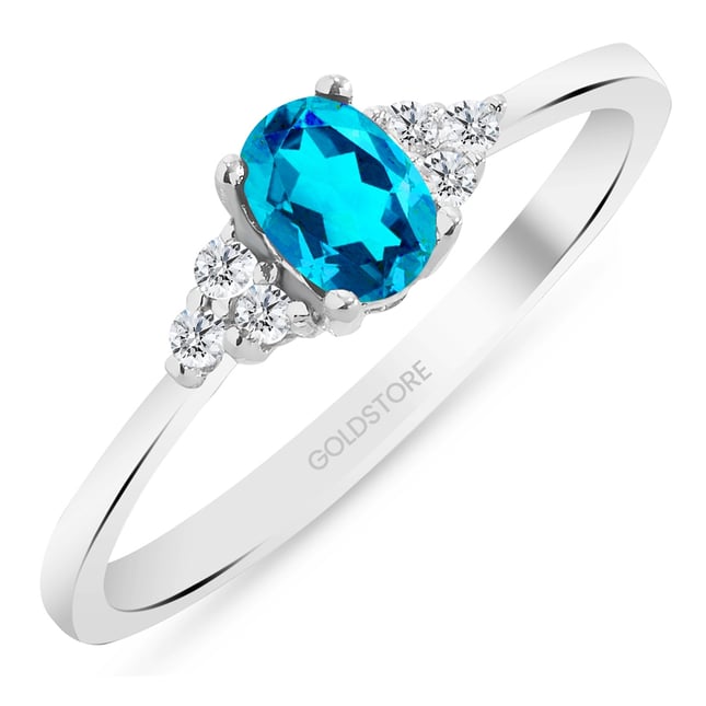0.10 Karat Pırlanta Oval Topaz Altın Yüzük
