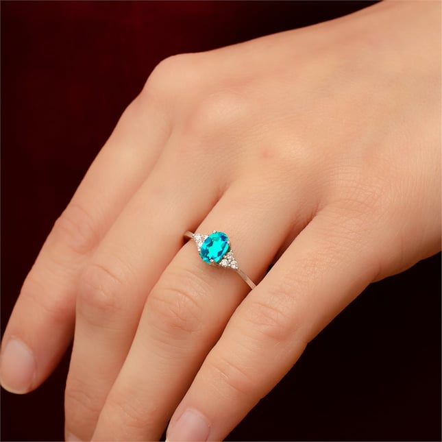 0.12 Ct Diamond Pear Topaz Cluster Solid Gold Ring