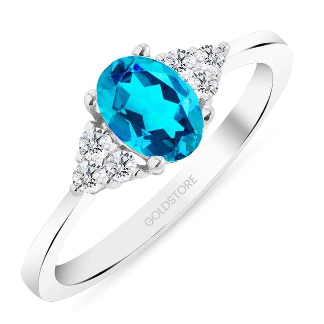0.12 Ct Diamond Pear Topaz Cluster Solid Gold Ring