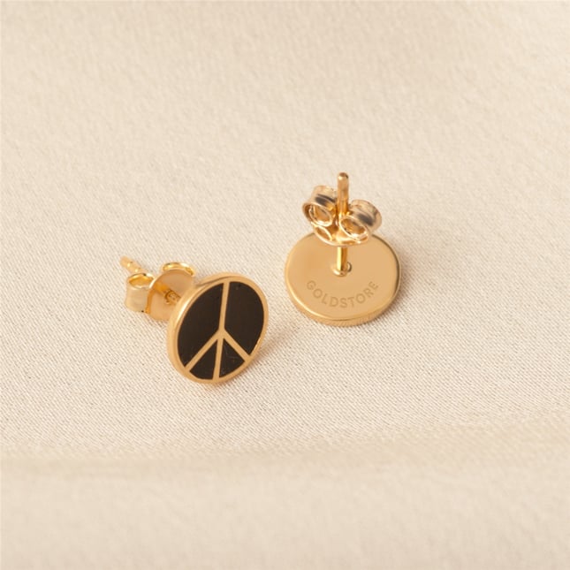 Peace Sign Stud Solid Gold Earring