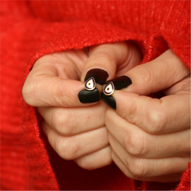 Evil Eye Stud Solid Gold Earring