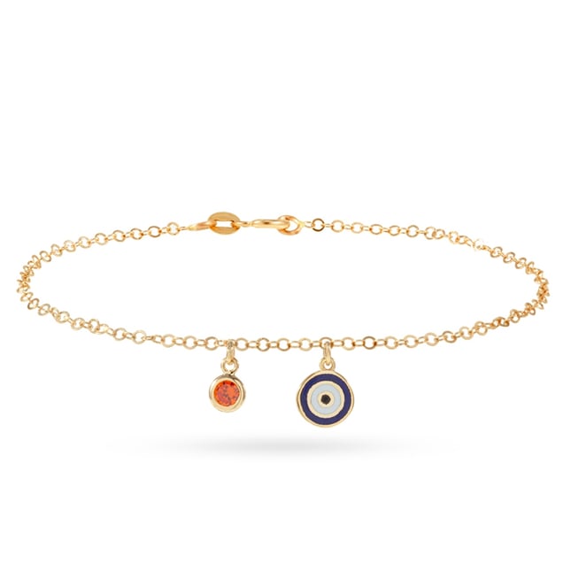 CZ Evil Eye Solid Gold Bracelet