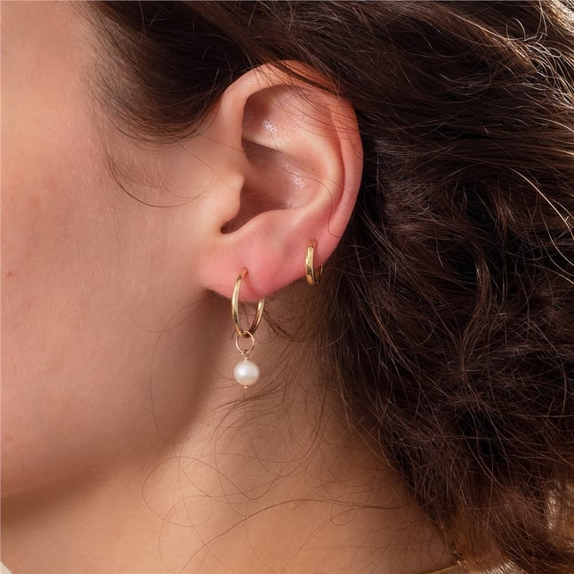 Hoop Eaarin Pearl Dangle Charm