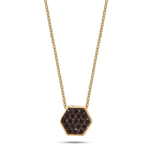 Hexagon Solid Gold Necklace