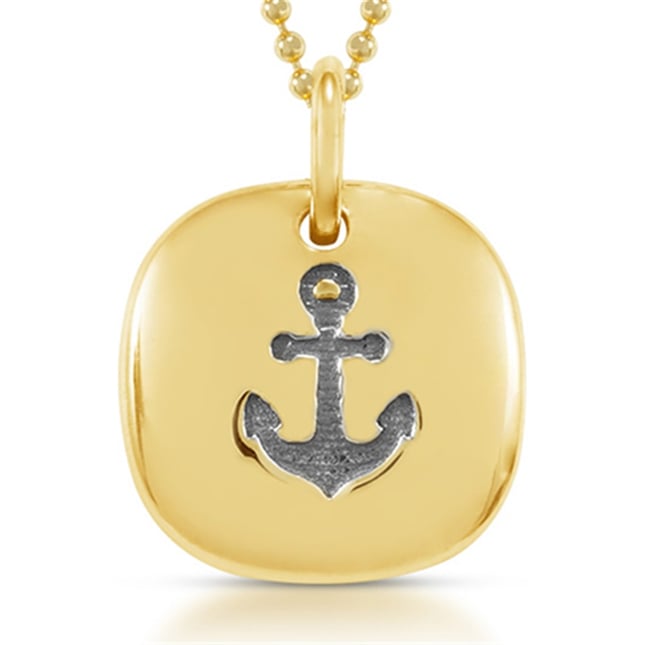 Anchor Bead Ball Chain Solid Gold Necklace
