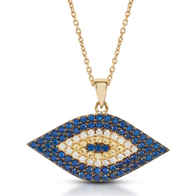 Marquise CZ Evil Eye Solid Gold Necklace
