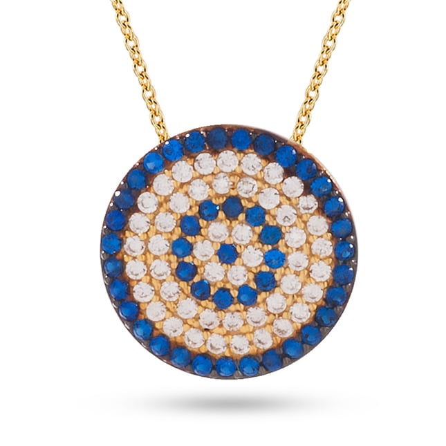 CZ Evil Eye Solid Gold Necklace