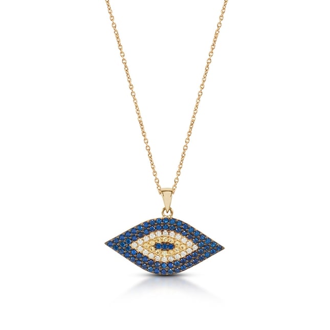 Marquise CZ Evil Eye Solid Gold Necklace