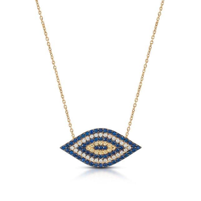 Marquise Evil Eye Solid Gold Necklace