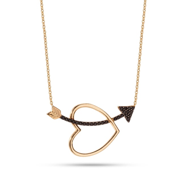 Heart Arrow Solid Gold Necklace
