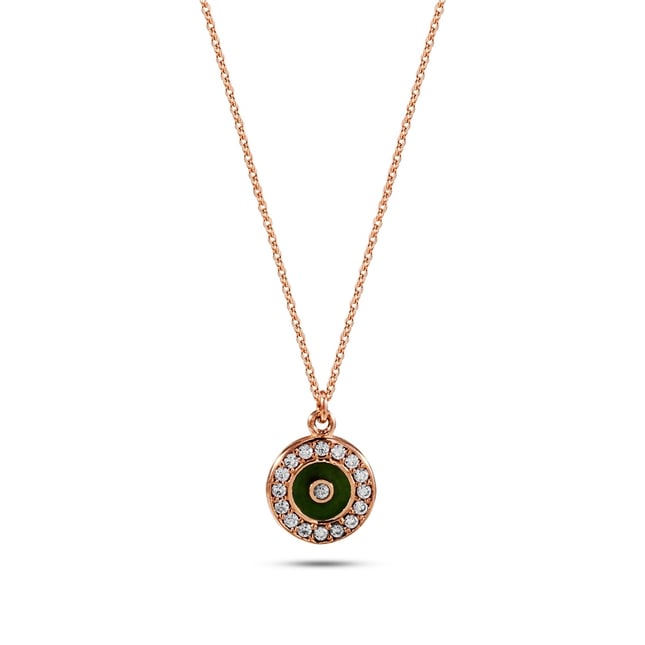 Evil Eye Halo Solid Gold Necklace