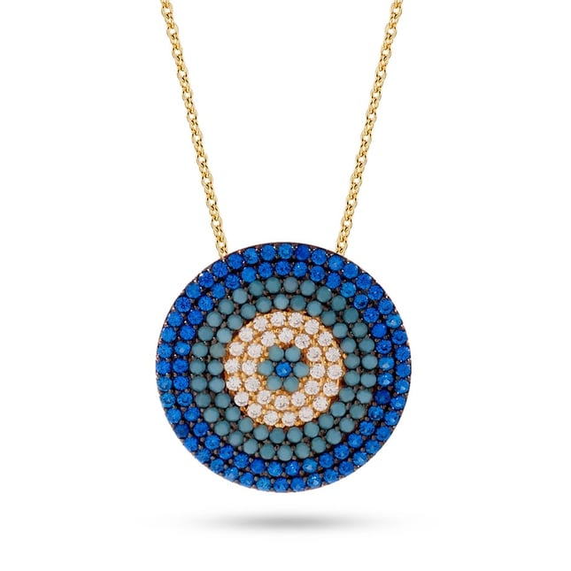 CZ Evil Eye Solid Gold Necklace