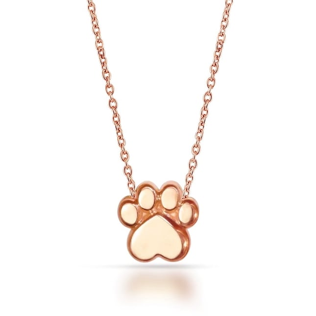 Heart Dog Paw Solid Gold Necklace