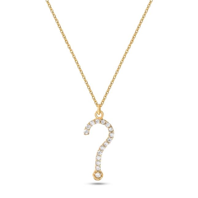 Mysterious Sparkle Question Mark Gold Necklace