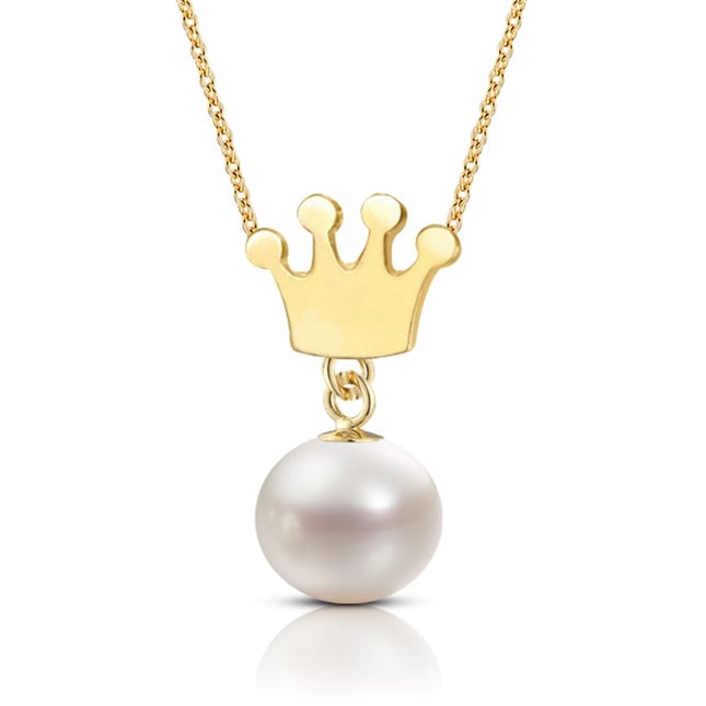 Pearl Pearl Charm Drop Solid Gold Necklace