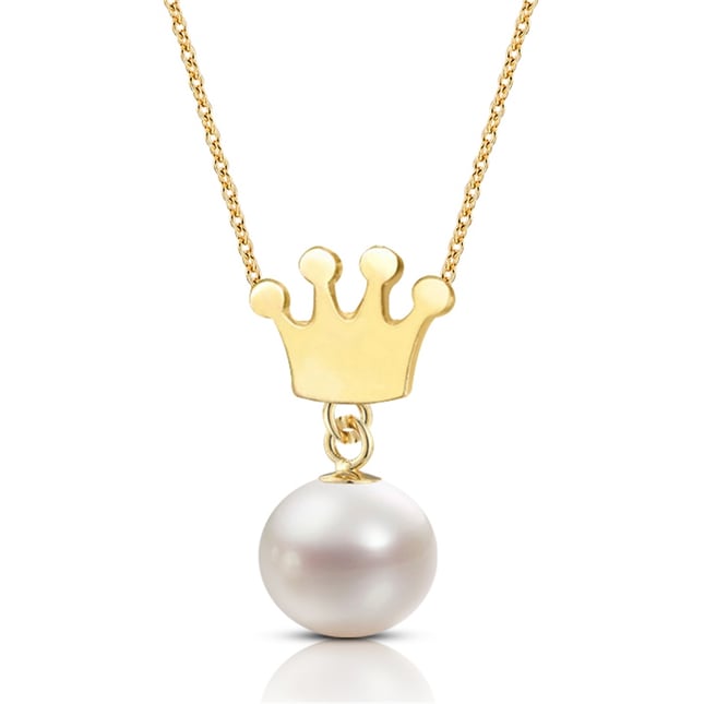 Pearl Pearl Charm Drop Solid Gold Necklace