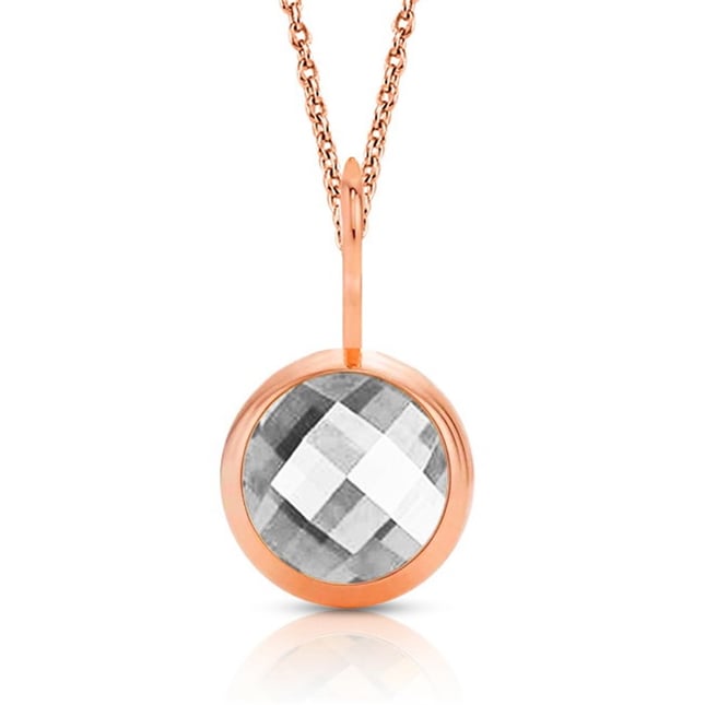 CZ Solitaire Solid Gold Necklace